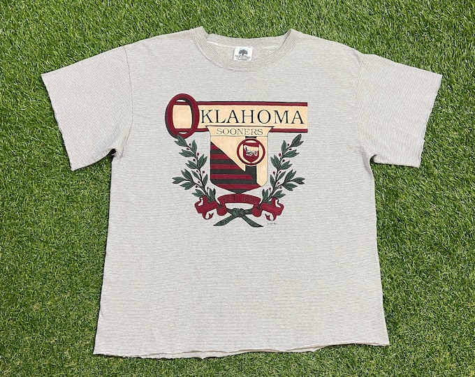 Vintage University of Oklahoma Sooners T Shirt Tee Kingstree Classic Made USA Size Large L NCAA College Football 1990s 90s