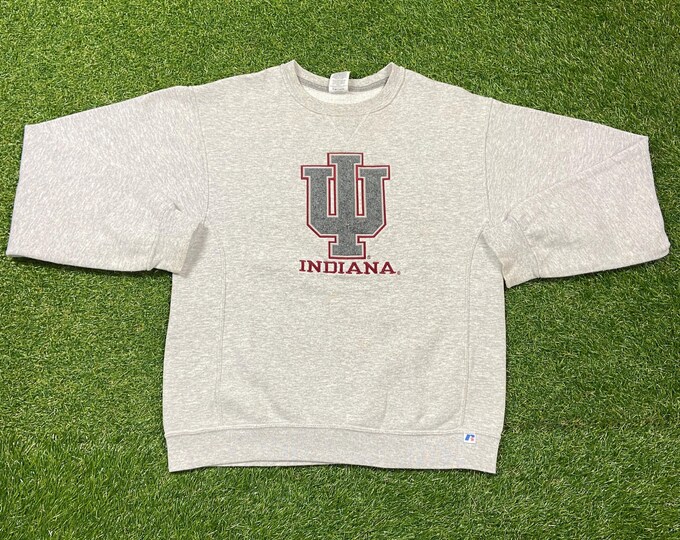 Vintage Indiana University Hoosiers Crewneck Sweatshirt Size Medium M NCAA College Basketball IU Classic Pull Over Oversized 1990s