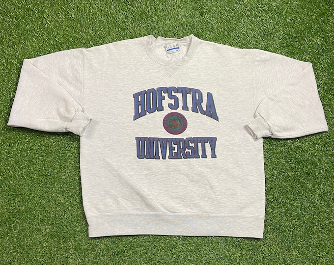 Vintage Hofstra University Dutchmen Crewneck Sweatshirt Made USA Size Xtra Large XL New York NY 1990s 90s Pull Over Oversized