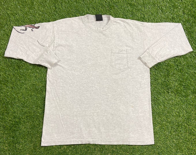 Vintage Marlboro Gray Long Sleeve T Shirt Tee Size Large Large Lizard Reptile Quality 1990s Great Fit Original 90s