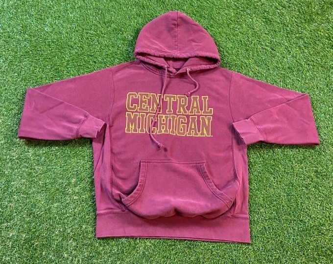 Vintage Central Michigan University Hoodie Sweatshirt MV Sport Size Small S NCAA College Football Detroit 1990s 90s Pull Over Oversized