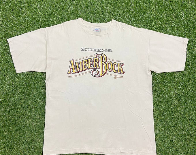 Vintage Michelob Amber Bock T Shirt Tee Sugar Creek Made USA Size Xtra Large XL Lager Beer 1990s 90s