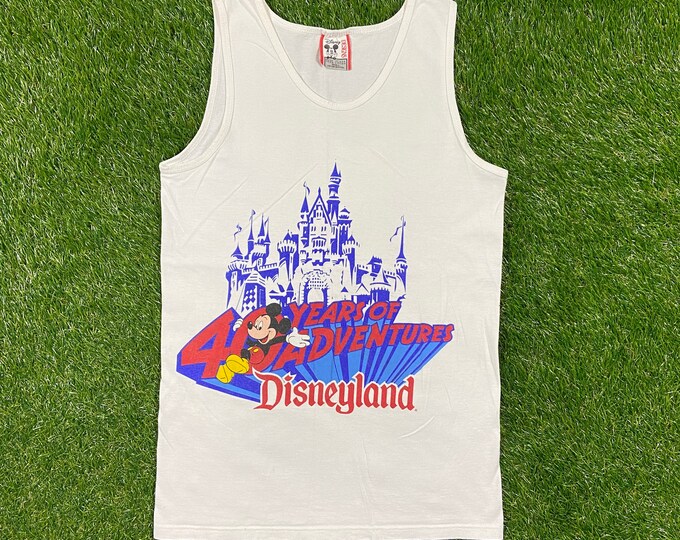 Vintage Disneyland 40 Years of Adventure Tank Top Shirt Made USA Size Small Walt Disney World Magic Kingdom California Florida Mickey Mouse