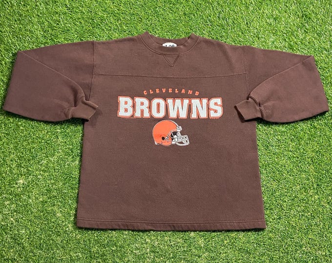 Vintage Cleveland Browns Crewneck Sweatshirt Lee Sport Size Youth Large NFL Football Ohio Cavs Orange Dog Pound Pull Over Oversized 1990s