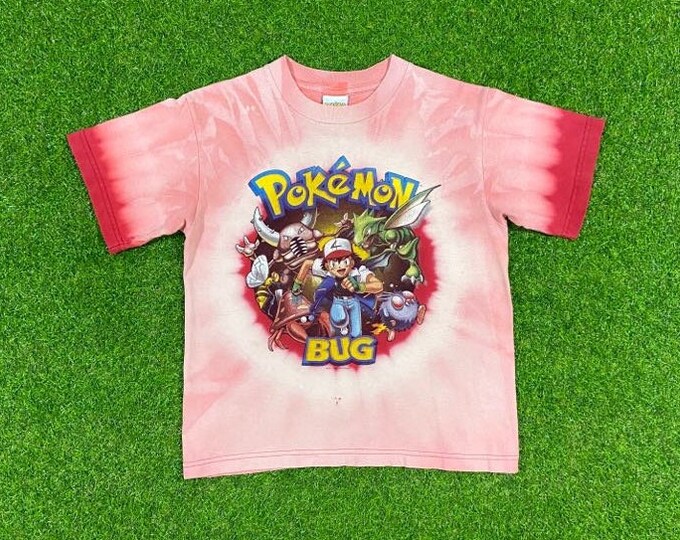 Rare Vintage Pokeman Bug Custom Tie Dye Hand Made tshirt Animation TV Cartoon Network Tshirt Small Japanesse Anime Original 1990s 90s