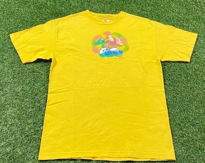Vintage The Smurfs T Shirt Tee Size Medium M 1990s 90s Classic Comic Cartoon Animation Mushroom Funny
