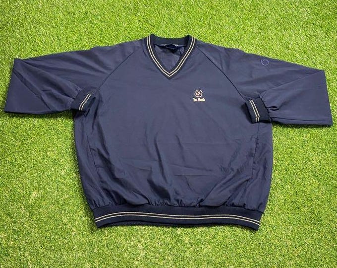 Vintage UNC University of North Carolina Tar Heels Windbreaker Jacket Made USA Size Large L NCAA College Basketball Air Jordan 1990s 90s