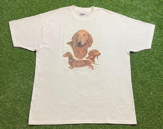 Vintage Dachshund Portrait T Shirt Tee Made USA Size XXL 2XL Weiner Dog Doxie Puppy Breed 1990s 90s