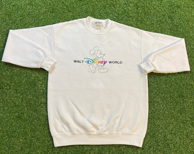 Vintage Walt Disney World Crewneck Sweatshirt Made USA Size Large L Mickey Mouse WDW Disneyland Magic Kingdom 1990s 90s Pull Over Oversized
