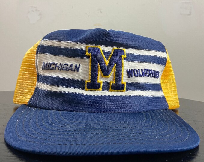 Vintage University of Michigan Wolverines Snapback Hat Made USA Size Large L NCAA College Football Detroit 1990s 90s