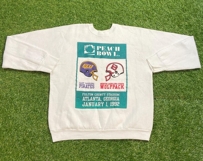 Vintage Peach Bowl Crewneck Sweatshirt Size Small East Carolina University Vs North Carolina State University NCAA College Football 90s