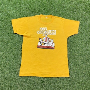 Vintage Oktoberfest T Shirt Tee Made USA Size Large Munchen Deutschland Germany Europe Munich Berlin Beer Festival 1980s 80s Cincinnati 1985