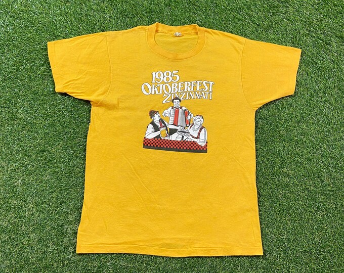 Vintage Oktoberfest T Shirt Tee Made USA Size Large Munchen Deutschland Germany Europe Munich Berlin Beer Festival 1980s 80s Cincinnati 1985