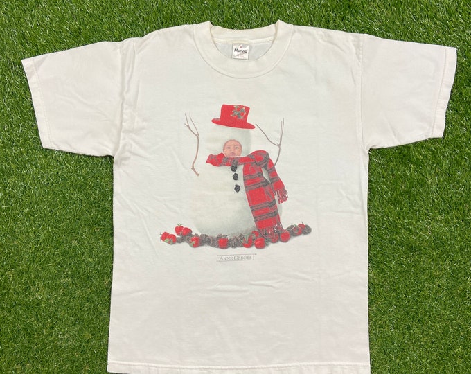 Vintage Anne Geddes Baby XMAS T shirt Tee Murina Made USA Size Medium M Christmas Santa Snowman Angela Office