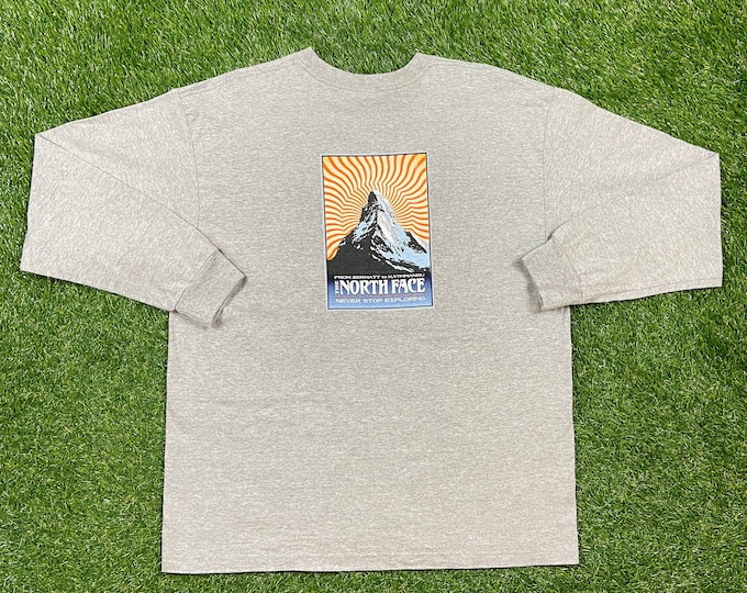 Vintage The North Face Long Sleeve Shirt Size Xtra Large XL Never Stop Exploring From Zermatt to Kathmandu