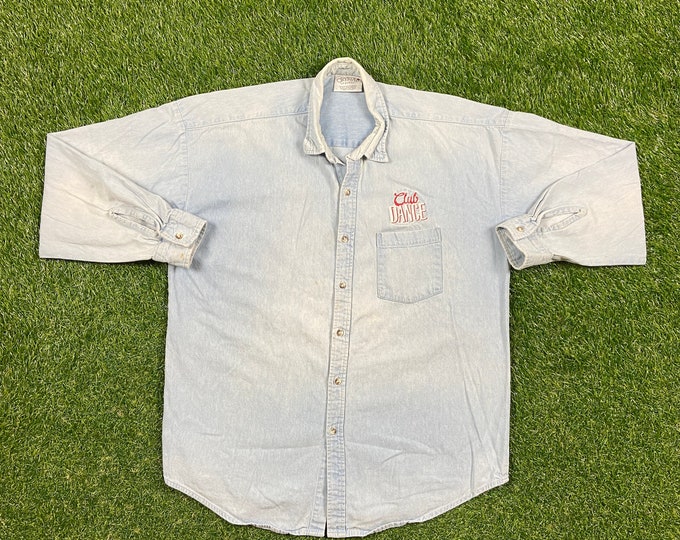 Vintage Club Dance Button Down Shirt Crystal Springs Size Large L Knoxville Tennessee  American Sitcom Television TV Show 1990s 90s