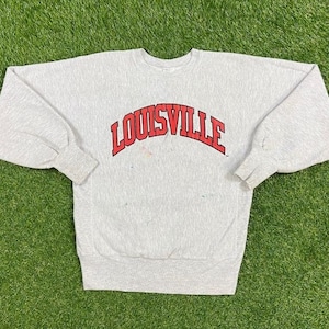 Bluza z okrągłym dekoltem Vintage University of Louisville Champion Made USA Rozmiar średni Cardinals Kentucky NCAA College Basketball Odwrócony splot