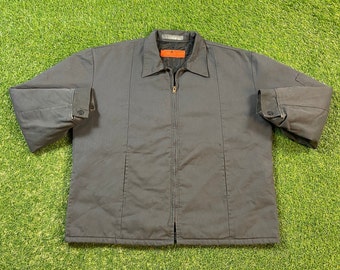 1980s Red Kap Faded Work Jacket | Size XL-RG | Gray Quilted