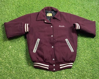 Vintage Clifton Jr Mustangs Varsity Bomber Jacket Size Small S Varsity Style 1980s 80s Classic Sports Coat Jacket