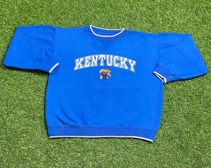 Vintage University of Kentucky Wildcats Crewneck Sweatshirt Size Large L UK NCAA College Basketball Lexington Big Blue 1990s 90s