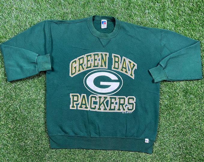 Vintage Green Bay Packers Crewneck Sweatshirt Russell Athletic Made USA Size Xtra Large XL NFL Football Wisconsin Cheeseheads Brett Favre