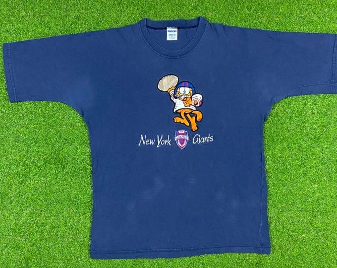 Vintage New York Giants Garfield T Shirt Tee NFL Football Large 1990s Ny 90s Classic Big Blue Eli Mannig Cartoon