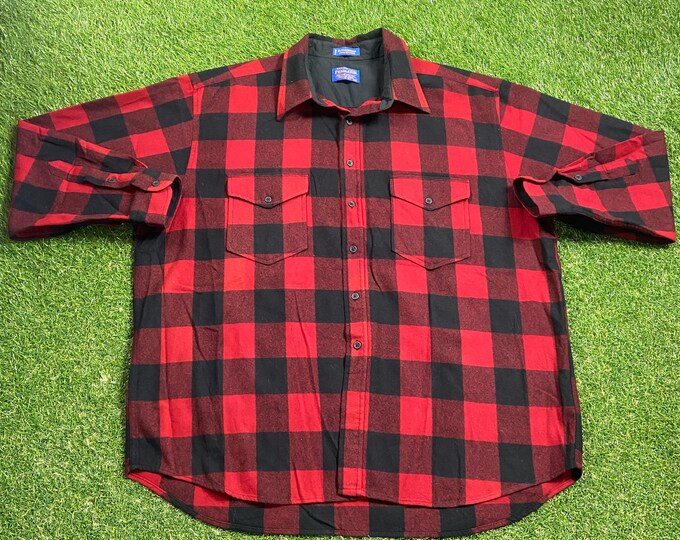 Vintage Pendleton Flannel Button Down Shirt Size XXL 2XL Outdoor Wear Work Wear Rugged Grunge 1990s 90s