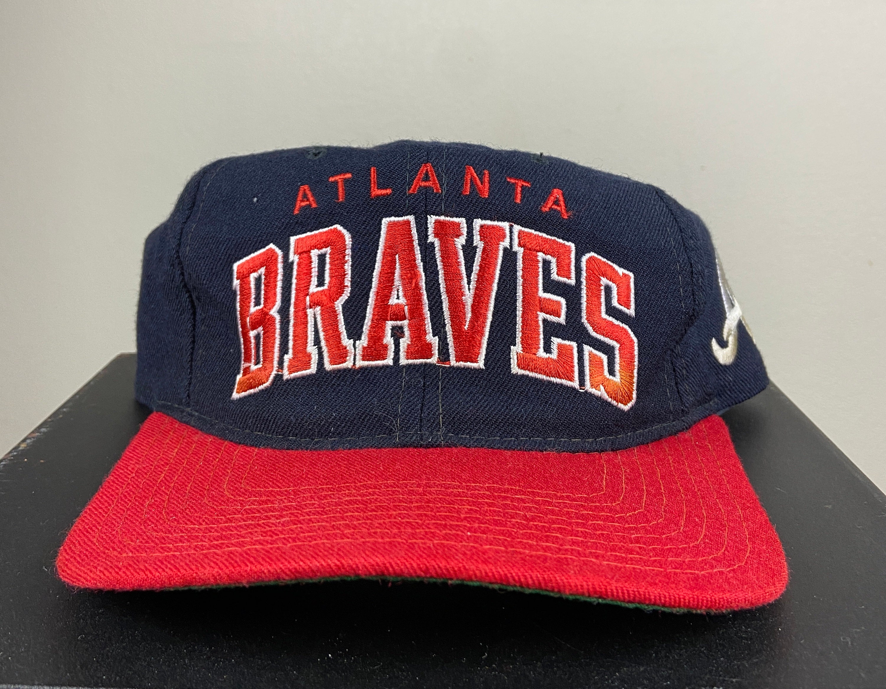 90's Atlanta Braves Sports Specialties Script MLB Snapback Hat