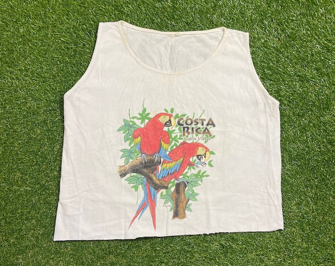 Vintage Costa Rica Crop Top Shirt Size Medium M Pacific Ocean Caribbean Island Beach Tourist Tropical Travel 1990s 90s