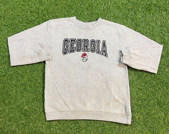 Vintage University of Georgia Bulldogs Crewneck Sweatshirt Size Youth XL NCAA College Football Athens Atlanta 1990s 90s Pull Over Oversized