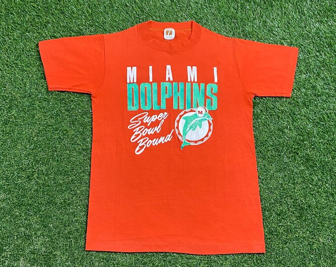 Vintage Miami Dolphins T Shirt Tee Logo 7 Made USA Size Small S NFL Football 305 Florida Dan Marino 1990s 90s