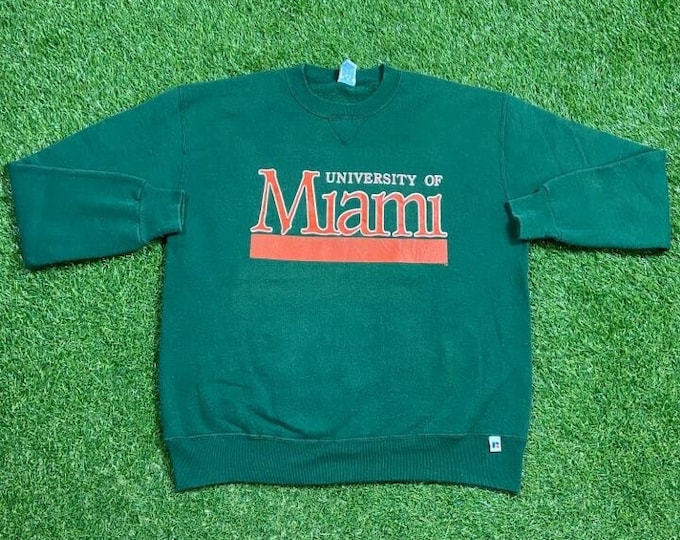 Vintage University of Miami Hurricanes Crewneck Sweatshirt Size Xtra Large XL 305 The U Miami Style Florida NCAA College Football 1990s 90s