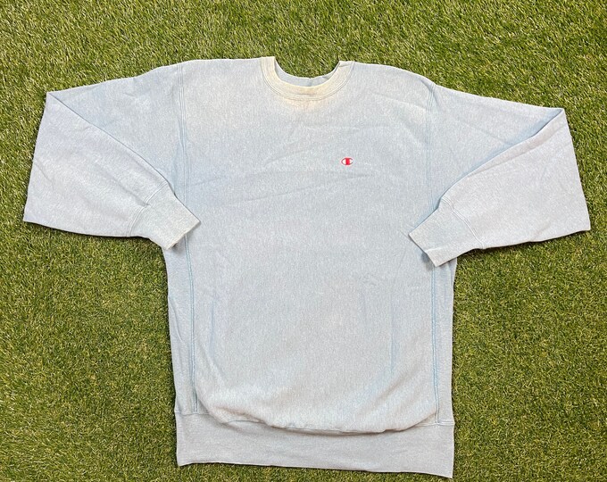 Vintage Plain Blue /Green Champion Crewneck Sweatshirt Size XXL 2XL Quality 1990's Oversized Comfy Great Fit Made USA Original 90s Pull Over