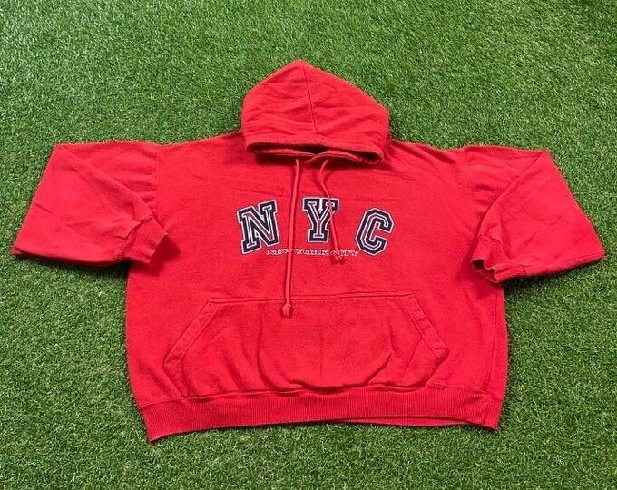 Vintage New York City Hoodie Sweatshirt Sun Wear Size Xtra Large XL Big Apple Broadway NYC Manhattan Pull Over Oversized