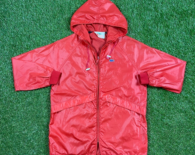 Vintage Lacoste Windbreaker Jacket Hoodie Size Small S 1980s 80s Alligator Crocodile Designer Paris Streetwear Light Rain Coat