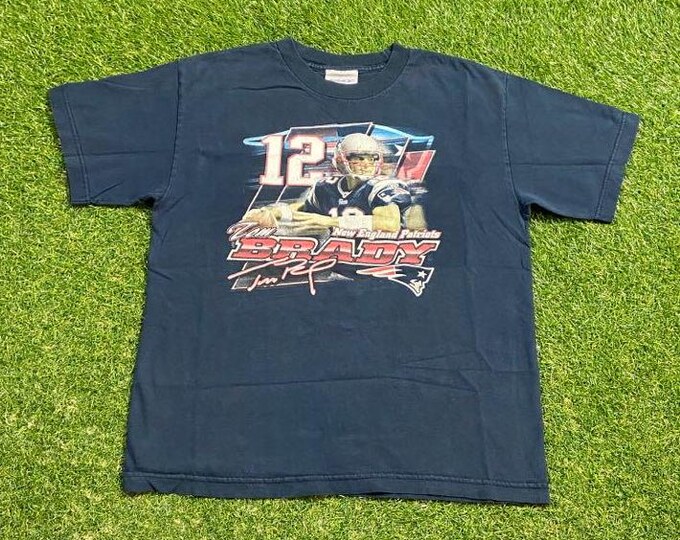 Vintage New England Patriots Tom Brady T Shirt Tee Reebok Size Youth Large NFL Football Boston Massachusetts TB12 00s