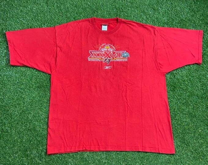 Vintage Tampa Bay Buccaneers 2003 Super Bowl Champions T Shirt Tee Reebok Size XXL 2XL NFL Football Florida Tom Brady TB12 00s