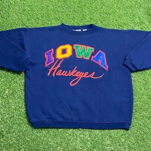 Vintage University of Iowa Hawkeyes Crewneck Sweatshirt Size Small S NCAA College Football Pull Over Oversized 1990s 90s