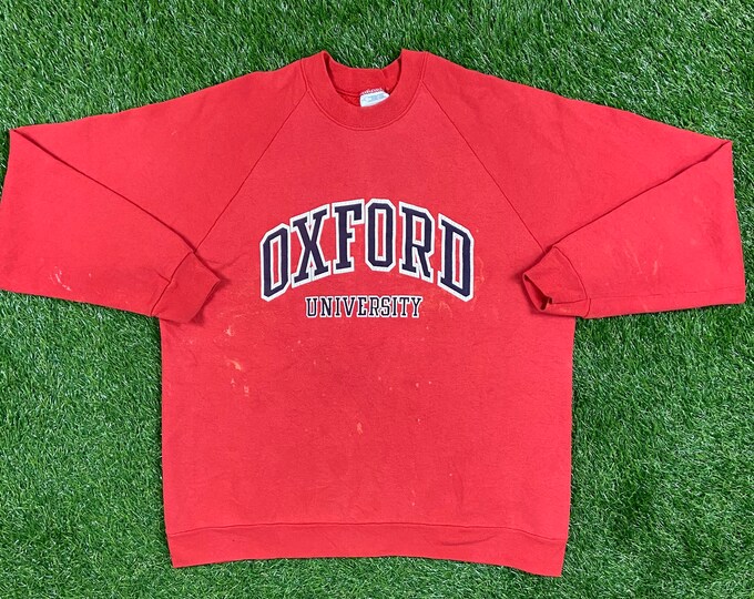 Vintage University of Oxford Spell Out Sweatshirt Crewneck Screen Stars Made USA Size Large England UK European Size L 1990s 90s