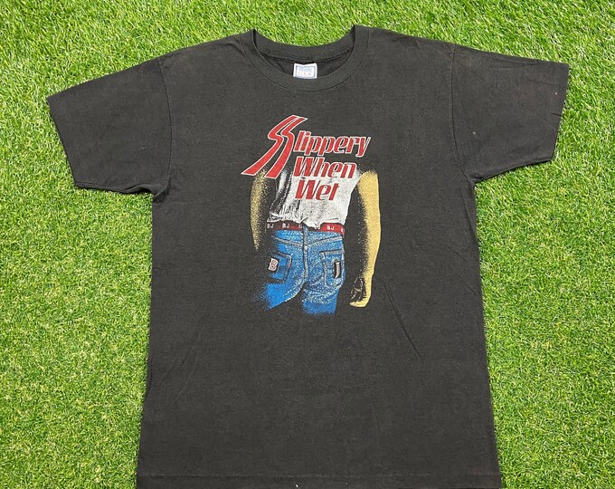 Vintage Bon Jovi Slippery When Wet T Shirt Tee My Shirt Made USA Size Xtra Large XL Funny Comical T Shirt Comedy 1990s 90s