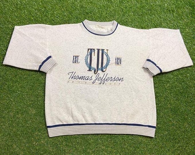 Vintage Thomas Jefferson University Crewneck Sweatshirt Size Large L Pennsylvania Research College Pull Over Oversized 1990s 90s