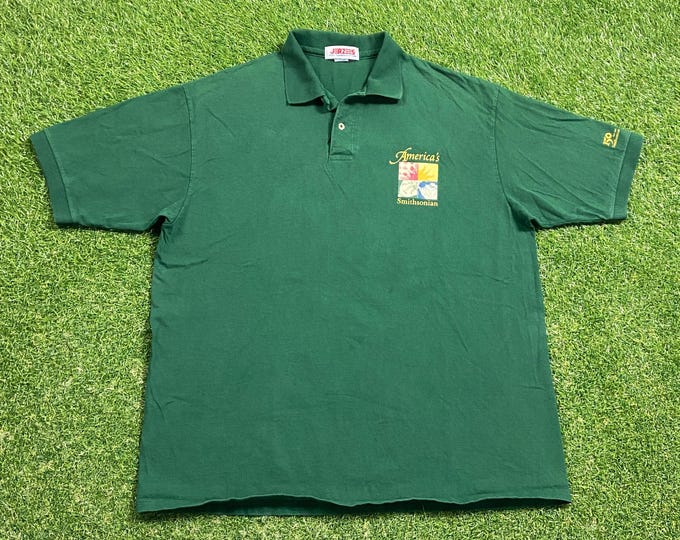 Vintage America's Smithsonian Polo Shirt Made USA Size Large L Museum Washington DC Science Arts Humanities 1990s 90s