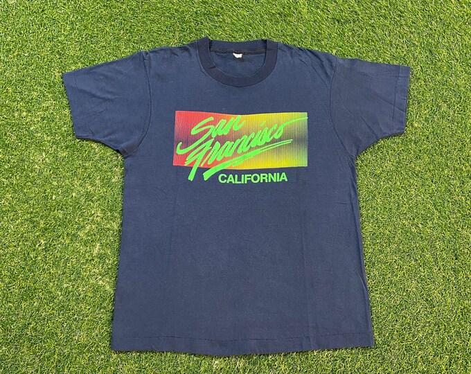 Vintage San Francisco T Shirt Tee Tee Made USA Size Large L California Giants 49ers Warriors 1990s 90s Tourist