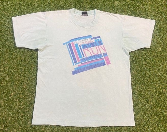 Vintage State Parks Summer Run Series T Shirt Made USA Size Large Marathon Miller Lite American Light Pilsner Beer Milwaukee Wisconsin Brew