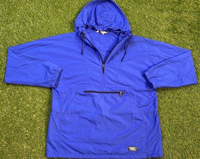 Vintage L.L. Bean Windbreaker Hoodie Jacket Size Large Hiking Light Rain Coat 1990s 90s