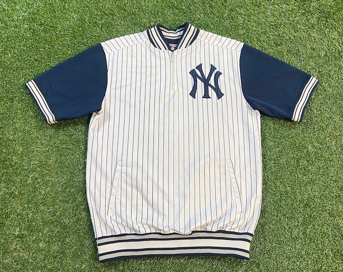 Vintage New York Yankees Pin Stripes Baseball Jersey Stitches Size Large L MLB Baseball American League Bronx Original 1990s 90s