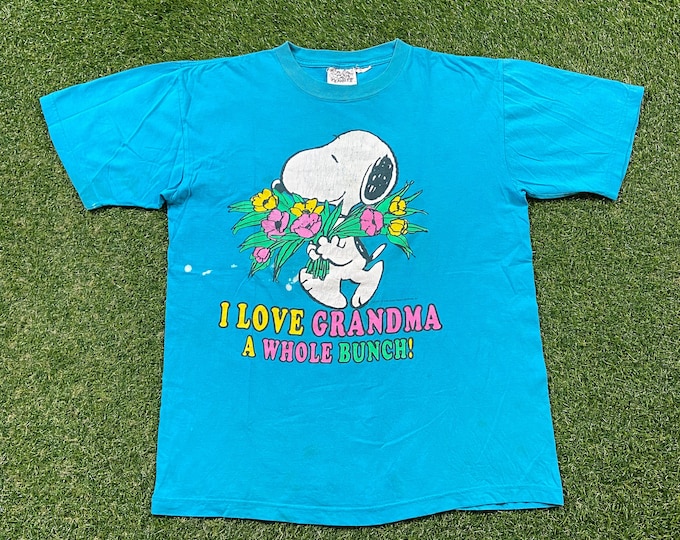 Vintage Snoopy T Shirt Tee Size Xtra Large XL Peanuts Charlie Brown Schulz 1980s 80s Classic Original Cute Grandma Graphic