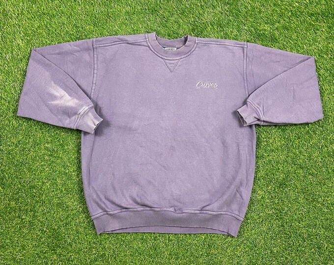 Vintage Curves Crewneck Sweatshirt Jerzees Size Large L Sportswear Pull Over Oversized Cozy Warm 1990s