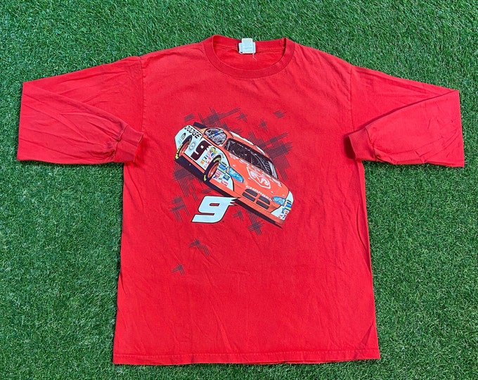 Vintage Kasey Khane # 9 Long Sleeve T Shirt Tee Chase Authentics Size Large L NASCAR Daytona 500 Racing 1990s 90s