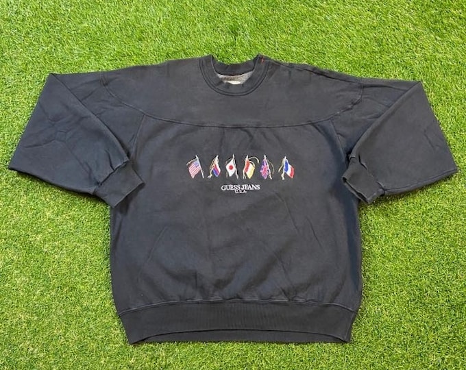 Vintage Guess Crewneck Sweatshirt George's Marciano Made USA Size Medium M Designer 80's Classic Rare GUESS ? Jeans 1980s Original Pull Over